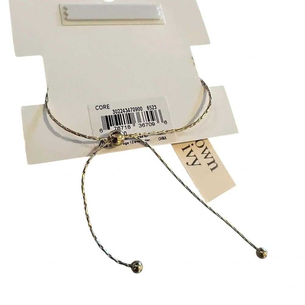 NWT~ Crown and Ivy gold tone adjustable bracelet. Initial K